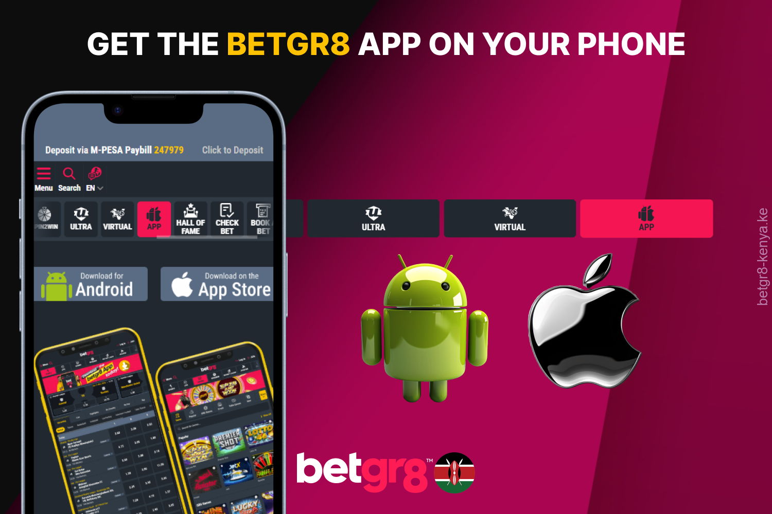 Players from Kenya can download and install the Betgr8 app from the official website and bet right on the go
