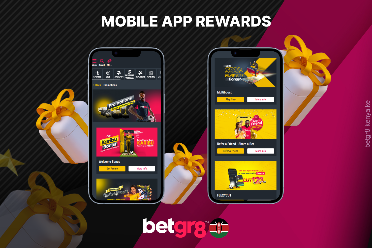 Kenyan players can get bonuses directly through the Betgr8 app